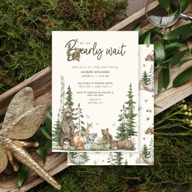 Bearly Wait Woodland Animals Baby Shower  Invitation (Creator Uploaded)