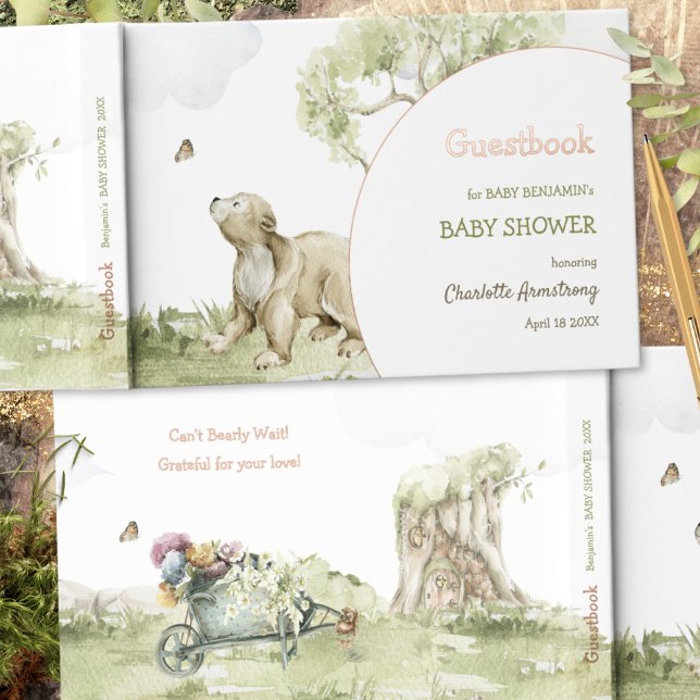 Bearly Wait Woodland Baby Shower Guest Book (Bearly Wait Woodland Baby Shower Foil Guest Book ©Susanne Sachers - Sunny Mind 🌞)