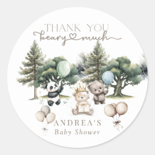 Bearly Wait Woodland Bear Baby Shower Classic Round Sticker