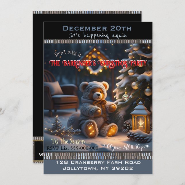 Bearlythere for U Festive Holiday Christmas Party Invitation (Front/Back)