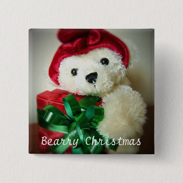 Bearry Christmas 15 Cm Square Badge (Front)