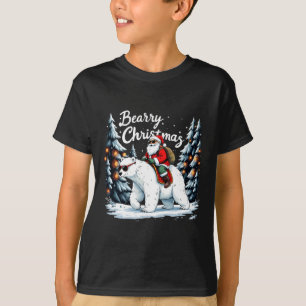 Bearry Christmas Funny Santa Polar Bear Ride Chris T-Shirt