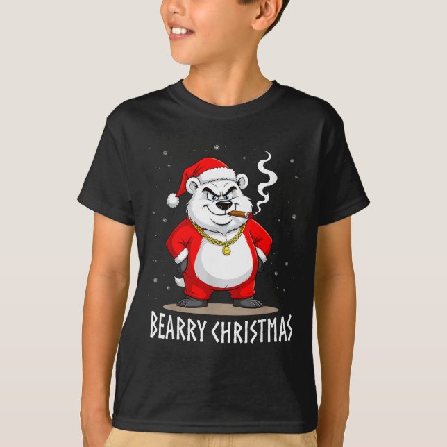 Bearry Christmas Santa Vibe – Bold Holiday  T-Shirt (Front)