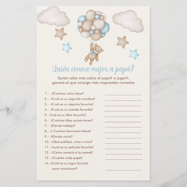 Bears and blue balloons game that meets daddy (Front)