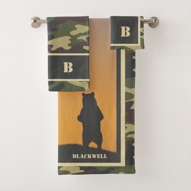 Bears and Camo Bath Towel Set (Insitu)