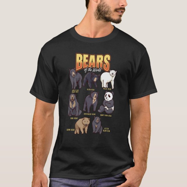 Bears Animals of the World Wildlife Zoo Animal Bea T-Shirt (Front)