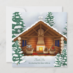 Bears At Home Personalised Winter Thank You Card