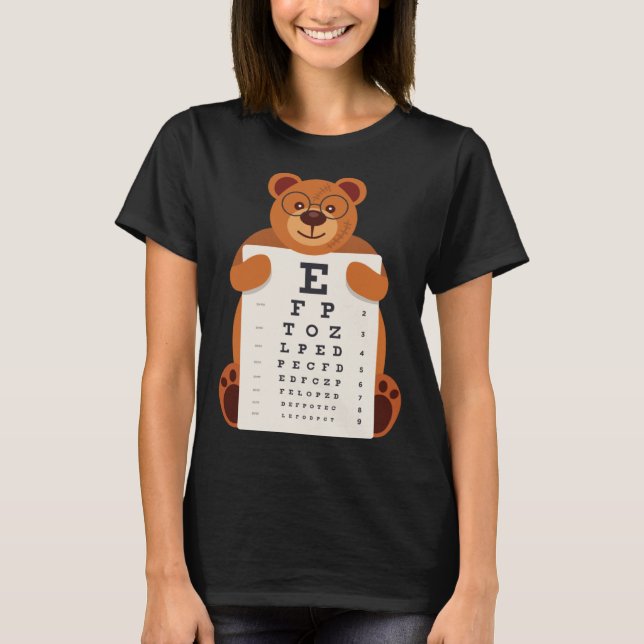 Bears Baby Bear Holding Eye Chart Artistic Opticia T-Shirt (Front)
