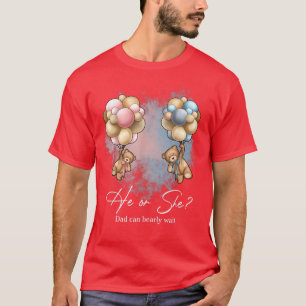 Bears Balloons Dad Can Bearly Wait Gender Reveal T-Shirt
