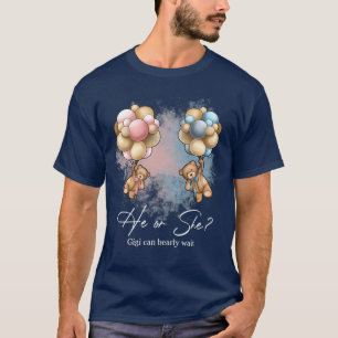 Bears Balloons Gigi Can Bearly Wait Gender Reveal T-Shirt