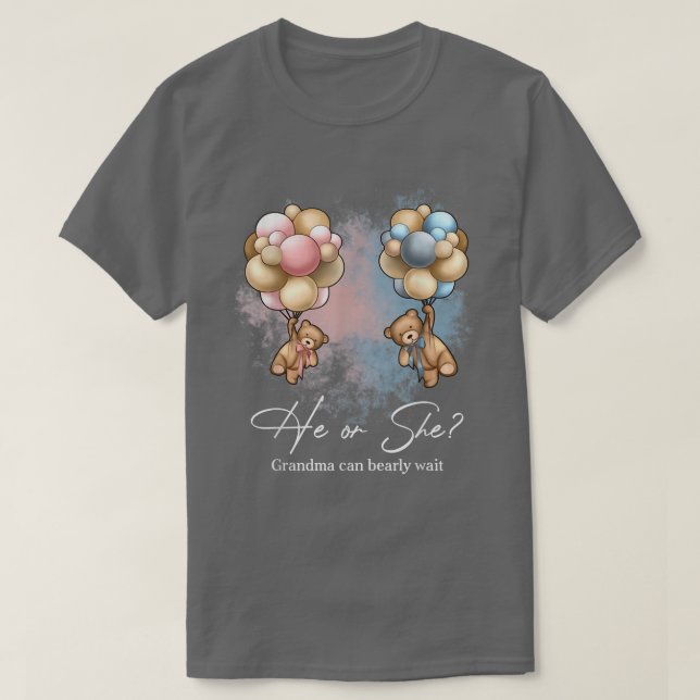 Bears Balloons Grandma Can Bearly Wait Gender Reve T-Shirt (Design Front)