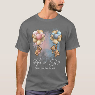 Bears Balloons Sister Can Bearly Wait Gender Revea T-Shirt