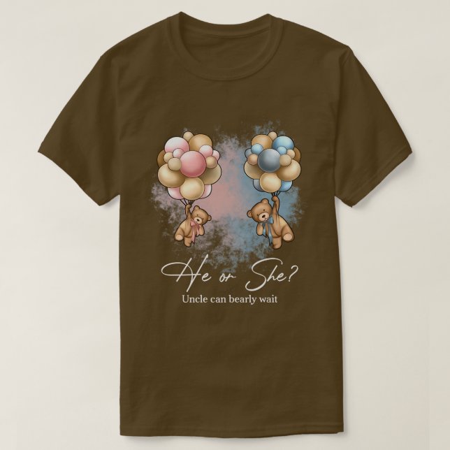 Bears Balloons Uncle Can Bearly Wait Gender Reveal T-Shirt (Design Front)