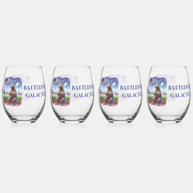 Bears, Beets  Stemless Wine Glass (Back)