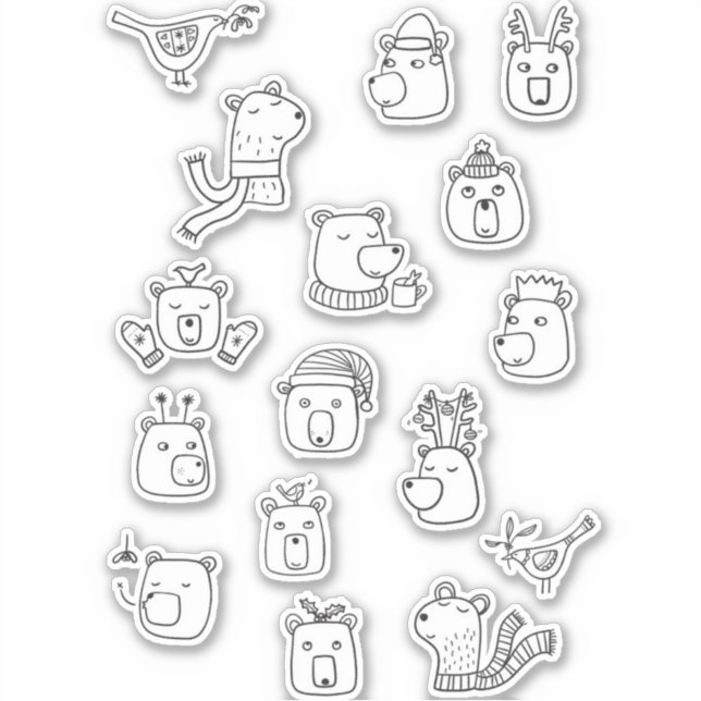 Bears Cute Winter Holidays Line Art (Front)