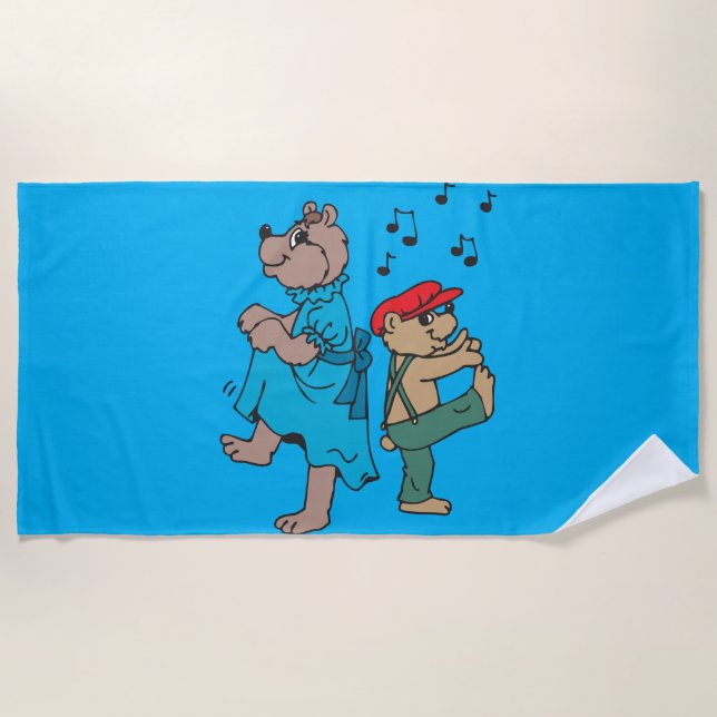 BEARS dancing beach towel for kids. (Front)