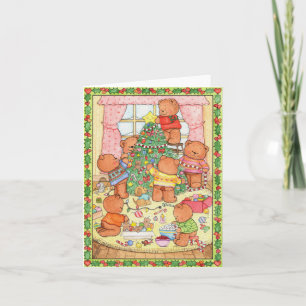Bears Decorating Christmas Tree Card