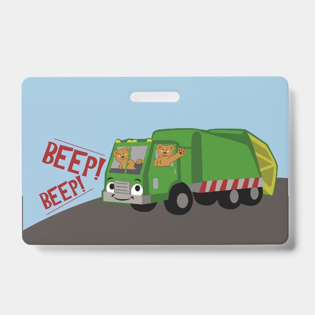 Bears Driving a Trash Truck ID Badge (Front)