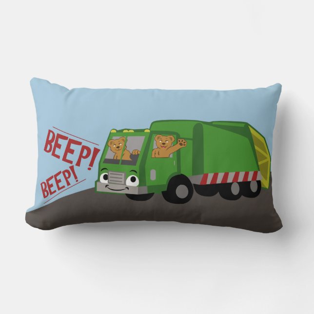Bears Driving a Trash Truck Lumbar Cushion (Front)