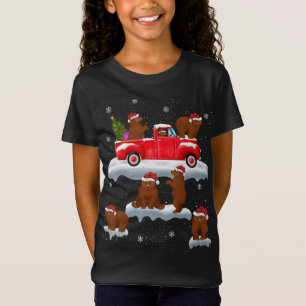 Bears Driving Christmas Tree Red Truck Bear Christ T-Shirt