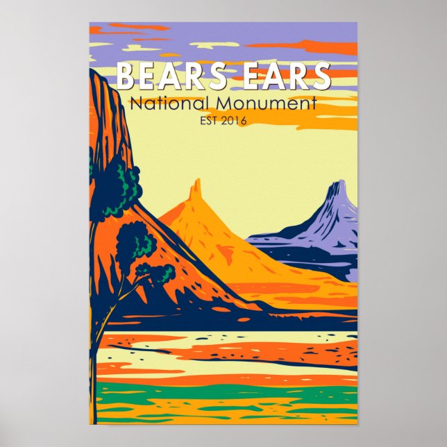 Bears Ears National Monument Utah Retro Poster (Front)