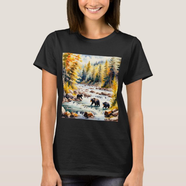 Bears Fishing v2 T-Shirt (Front)