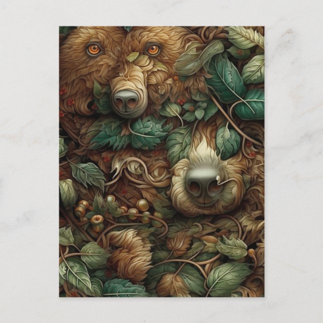 Bears Hiding In The Forest Postcard (Front)