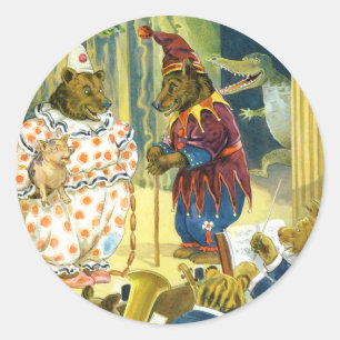 Bears in a Christmas Pageant in Animal Land Classic Round Sticker