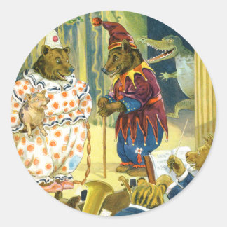 Bears in a Christmas Pageant in Animal Land Classic Round Sticker