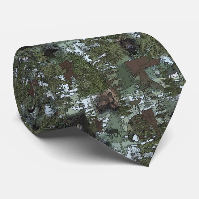 Bears in the Beautiful Woods Tie (Rolled)