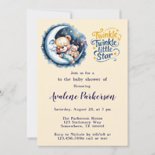 Bears in the Moonlight Boy Baby Shower Welcome Invitation