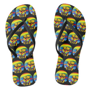 Bears Love Couple LGBT Rainbow Jandals