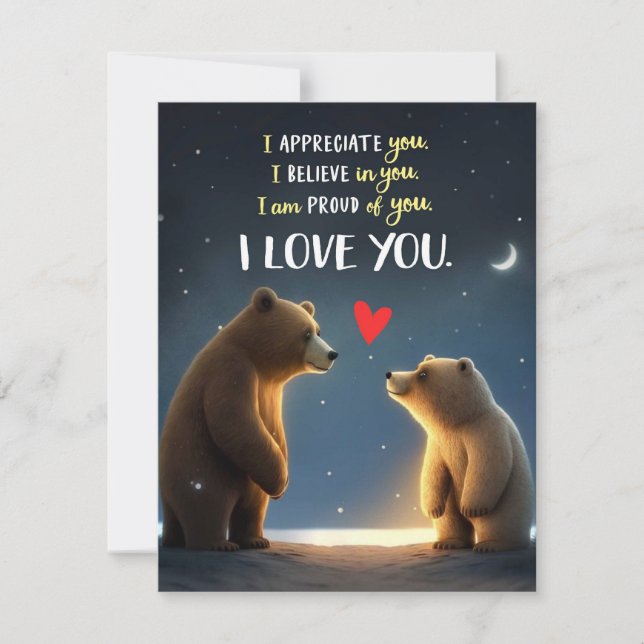Bears Love You Night Sky Card (Front)