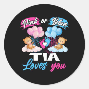Bears nk Or Blue Tia Loves You Gender Reveal Classic Round Sticker