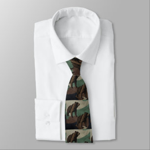 Bears on Camo Print Necktie