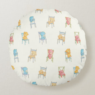Bears On Chairs Pattern Round Cushion