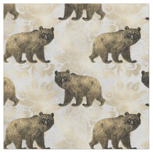 Bears on Gold and Ivory Fabric