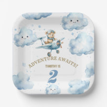 Bear's Skyward Soiree: 2ND Birthday Paper Plate