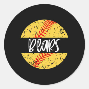 Bears Softll Team Mascot School Spirit Game Day Classic Round Sticker