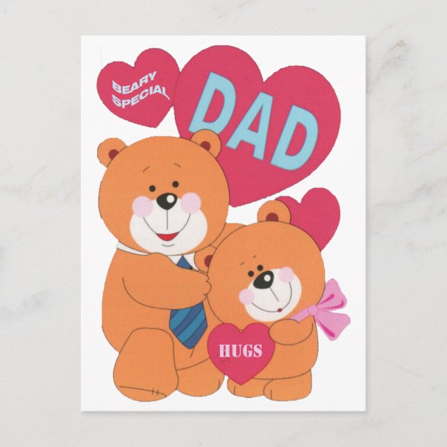 Bears Special Dad and Daughter Fathers Day Postcard (Front)