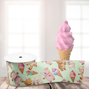 Bears With Ice Cream Grosgrain Ribbon