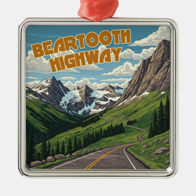 Beartooth Highway Montana Wyoming Landscape Metal Tree Decoration (Front)
