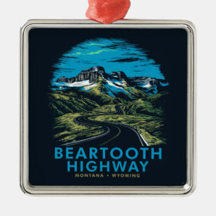 Beartooth Highway Montana Wyoming Mountains Metal Tree Decoration