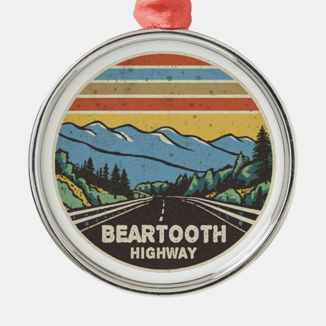 Beartooth Highway Montana Wyoming Mountains Metal Tree Decoration (Front)