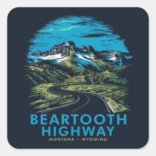 Beartooth Highway Montana Wyoming Vista Square Sticker