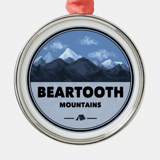 Beartooth Mountains Montana Wyoming Camping Metal Tree Decoration (Front)