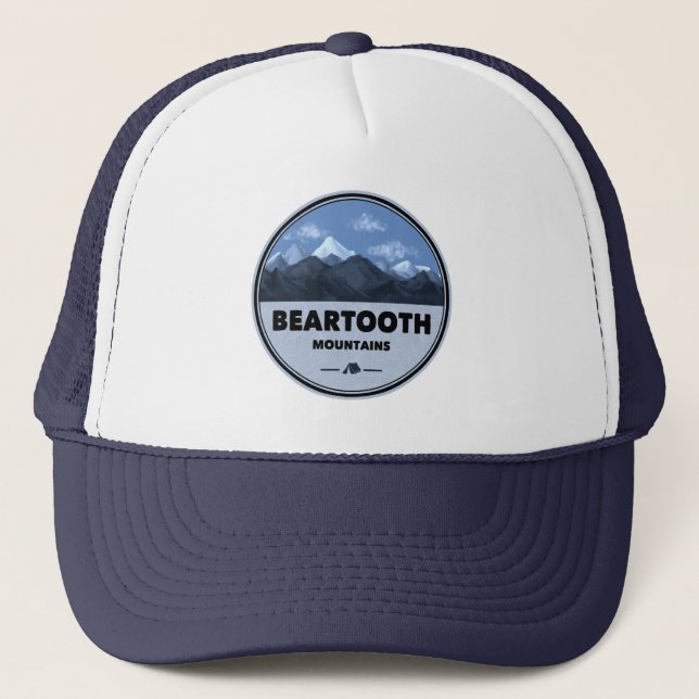 Beartooth Mountains Montana Wyoming Camping Trucker Hat (Front)