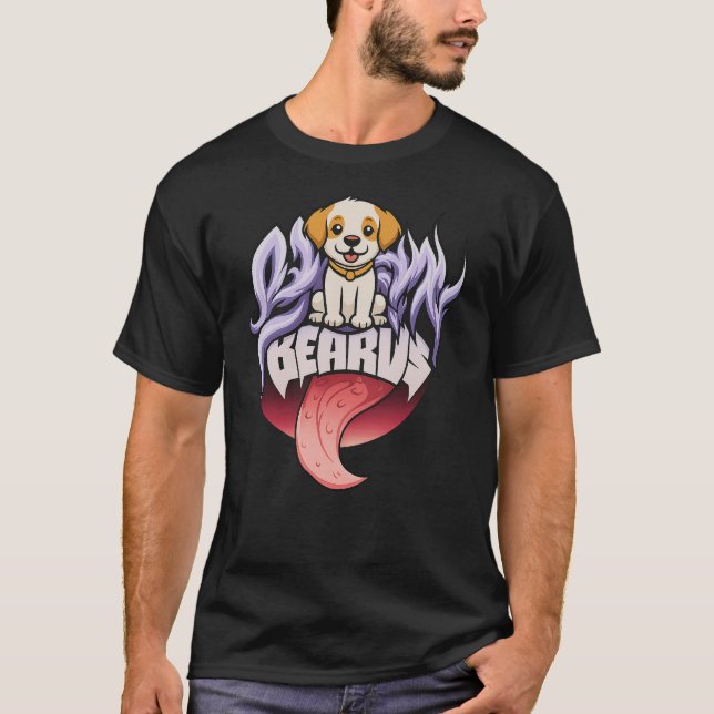 Bearus Cute Dog Tongue Out Cartoon T-Shirt (Front)