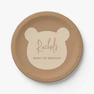 Beary 1st Birthday Party Paper Plate
