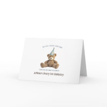 Beary 1st Birthday thank you card